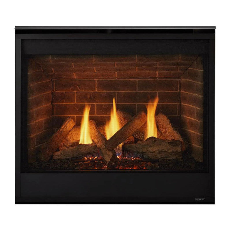 Majestic Quartz Platinum 36 built-in direct vent gas fireplace with realistic logs and flames
