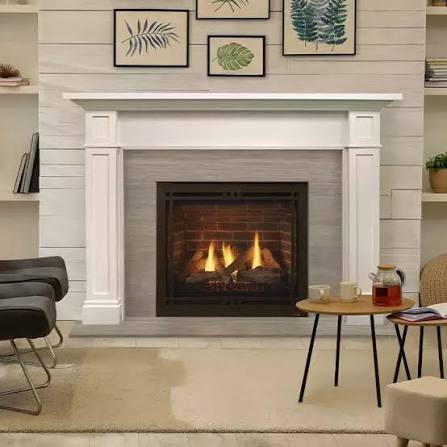 Majestic Quartz Platinum 36 gas fireplace installed in a traditional living room