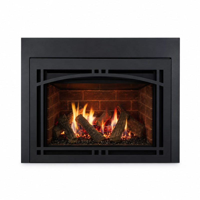 Majestic Ruby 25 inch direct vent gas fireplace insert with realistic logs and flames