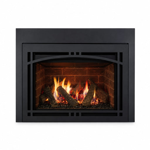 Majestic Ruby 25 inch direct vent gas fireplace insert with realistic logs and flames