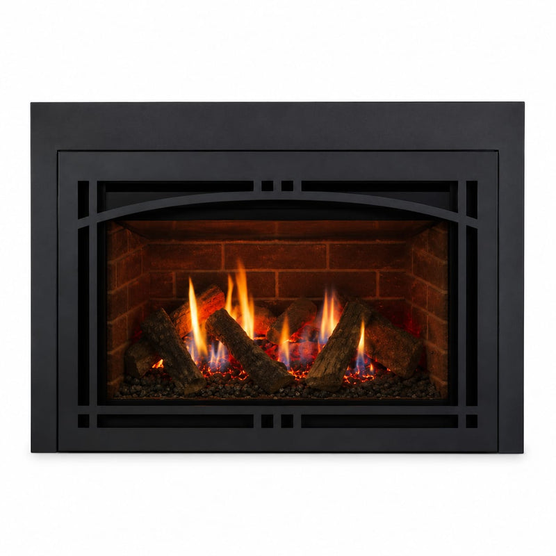 Majestic Ruby 30 inch direct vent gas fireplace insert with realistic logs and flames
