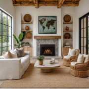Majestic Ruby gas fireplace insert in a bright traditional living room