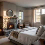 Majestic Ruby direct vent gas fireplace insert installed in a bedroom