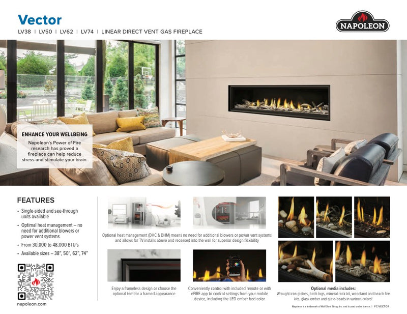 Napoleon Vector Direct Vent Linear Gas Fireplace