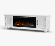 Realcozy Sonoma 78-inch electric fireplace TV stand in White finish with realistic flames