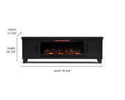 Realcozy Sonoma 78-inch Moody Black electric fireplace TV stand specifications and dimensions
