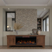 Realcozy Sonoma 78-inch Whiskey fireplace TV stand styled in a cozy contemporary space