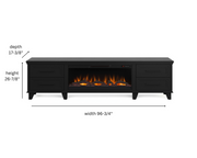 Realcozy Sonoma 95-inch Moody Black electric fireplace TV stand specifications and dimensions