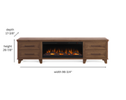Realcozy Sonoma 95-inch Whiskey electric fireplace TV stand specifications and dimensions