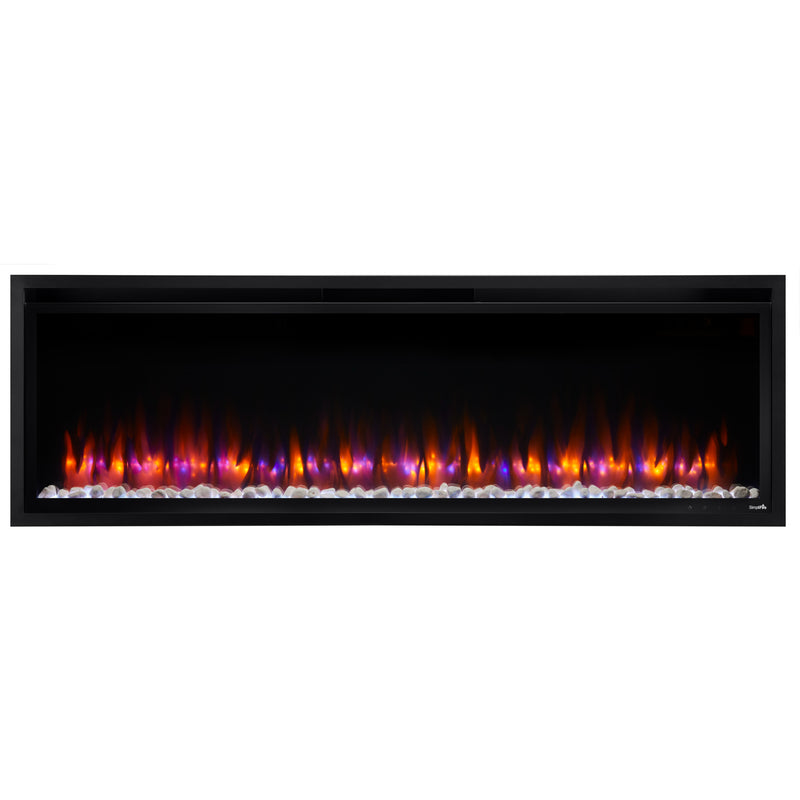 SimpliFire Allusion Platinum linear electric fireplace, front view