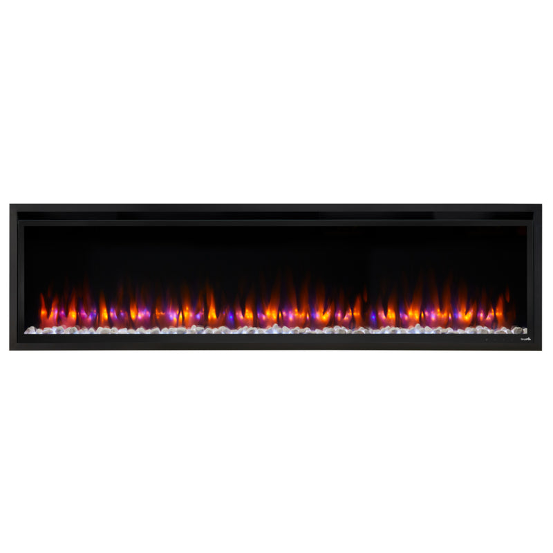 SimpliFire Allusion Platinum linear electric fireplace, front view
