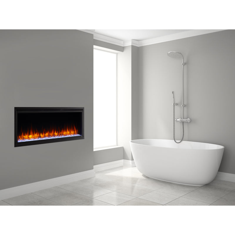 SimpliFire Allusion Platinum linear electric fireplace side profile