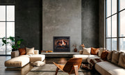 SimpliFire Inception 36" electric fireplace with Chateau Forge decorative front