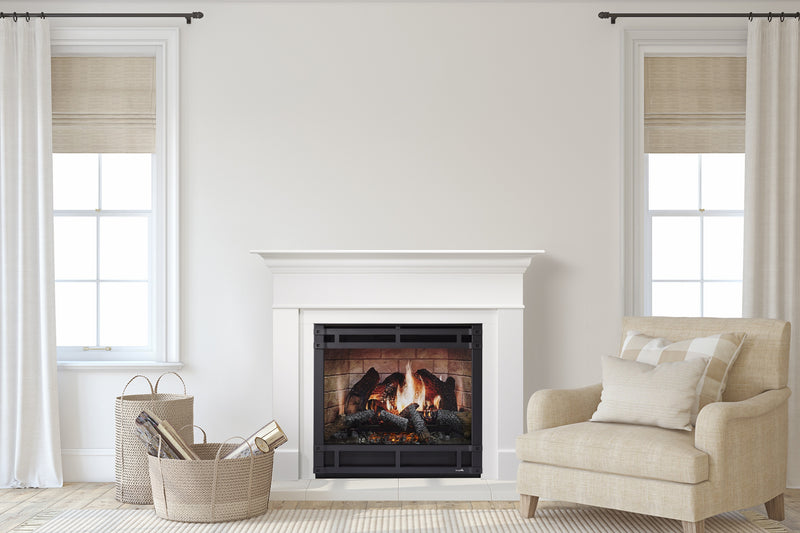 SimpliFire Inception 36" electric fireplace with Halston decorative front
