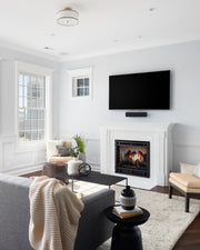 SimpliFire Inception 36" electric fireplace installed in a living room