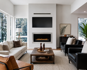 Superior VRL3000 Series linear vent-free gas fireplace in a bright contemporary living space