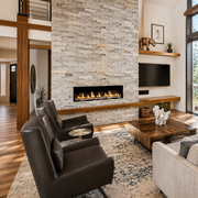 Superior VRL3000 Series linear vent-free gas fireplace in a cozy living room