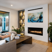 Superior VRL3000 Series linear vent-free gas fireplace in a contemporary family room