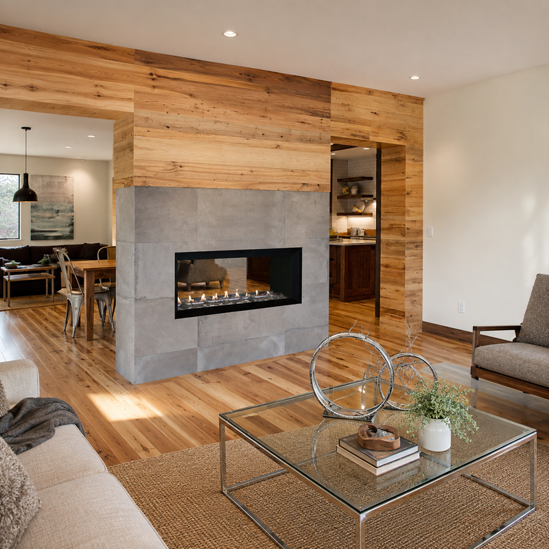 Superior VRL6000 Series linear vent-free gas fireplace in a modern living room