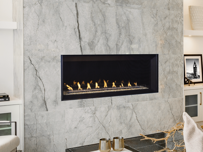 Superior VRL6000 Series linear vent-free gas fireplace with modern flame display