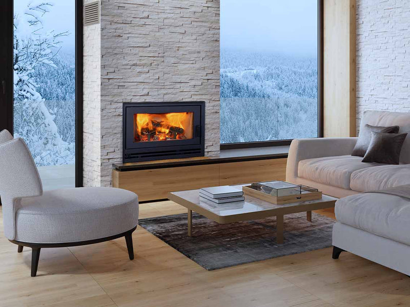 Superior WCT4920 wood-burning fireplace installed in a warm modern living space
