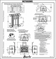 Superior WCT6920 high-efficiency wood-burning fireplace specifications and dimensions