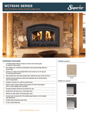 Superior WCT6940 high-efficiency wood-burning fireplace specifications and includes