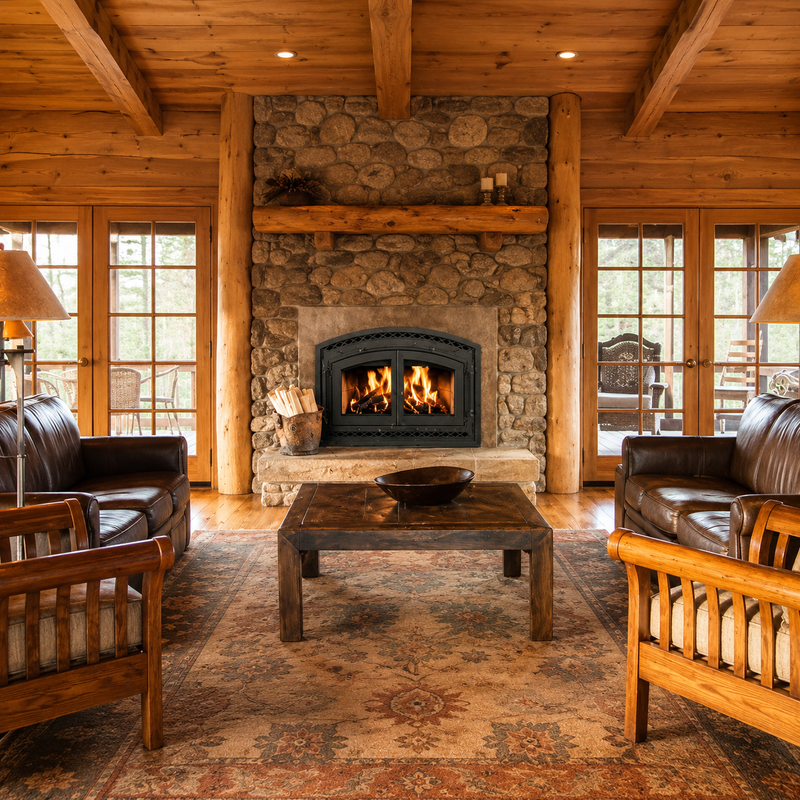 Superior WCT6940 wood-burning fireplace installed in a warm modern living space